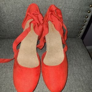 Red espadrille wedge